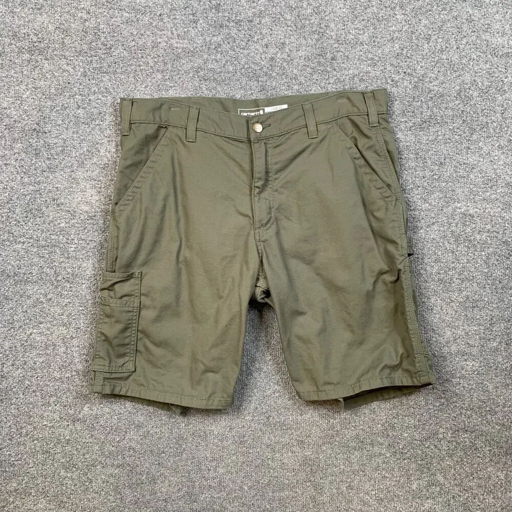 Carhartt Shorts Mens 34 Ivy Green Loose Fit Cotton Canvas Cargo Pockets Work